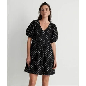 New! Madewell Black Floral ikat puff sleeve Mini Dress Size XS nwt 18546